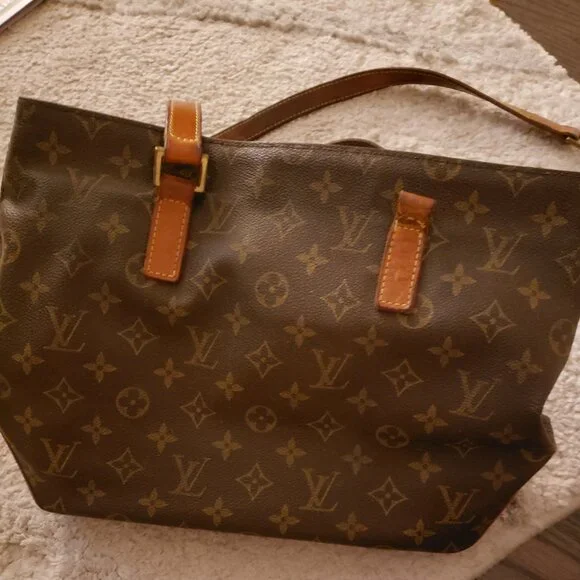 Louis Vuitton Brown Monogram Canvas Shoulder Bag with Tan Leather Handles - Picture 3 of 7